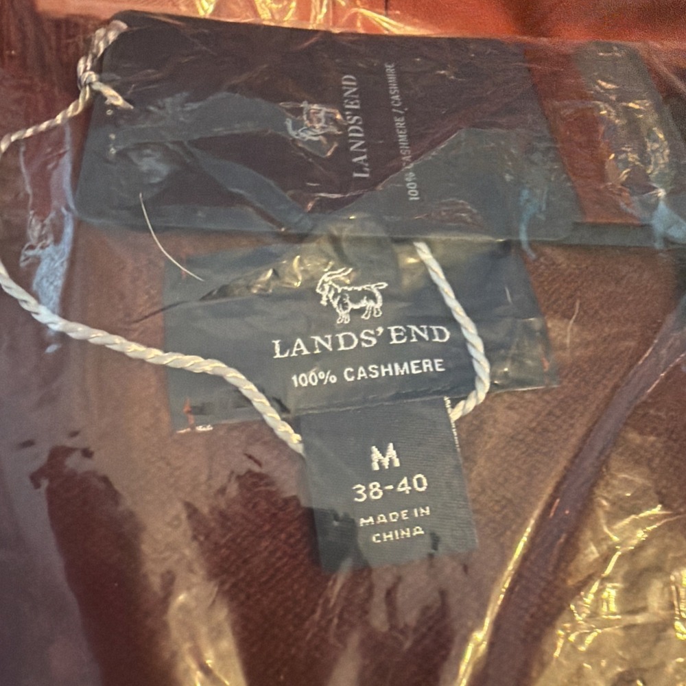 Lands' End Men's 100% Cashmere V-Neck Cardigan Sweater M NEW Factory Sealed